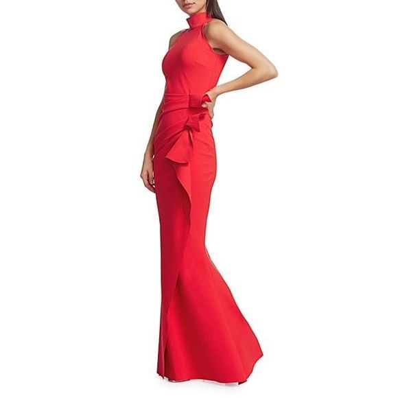 NWT Chiara Boni La Petite Robe Gudrum Halter Ruffle Gown Size 46 (US10) $995 - Picture 2 of 9